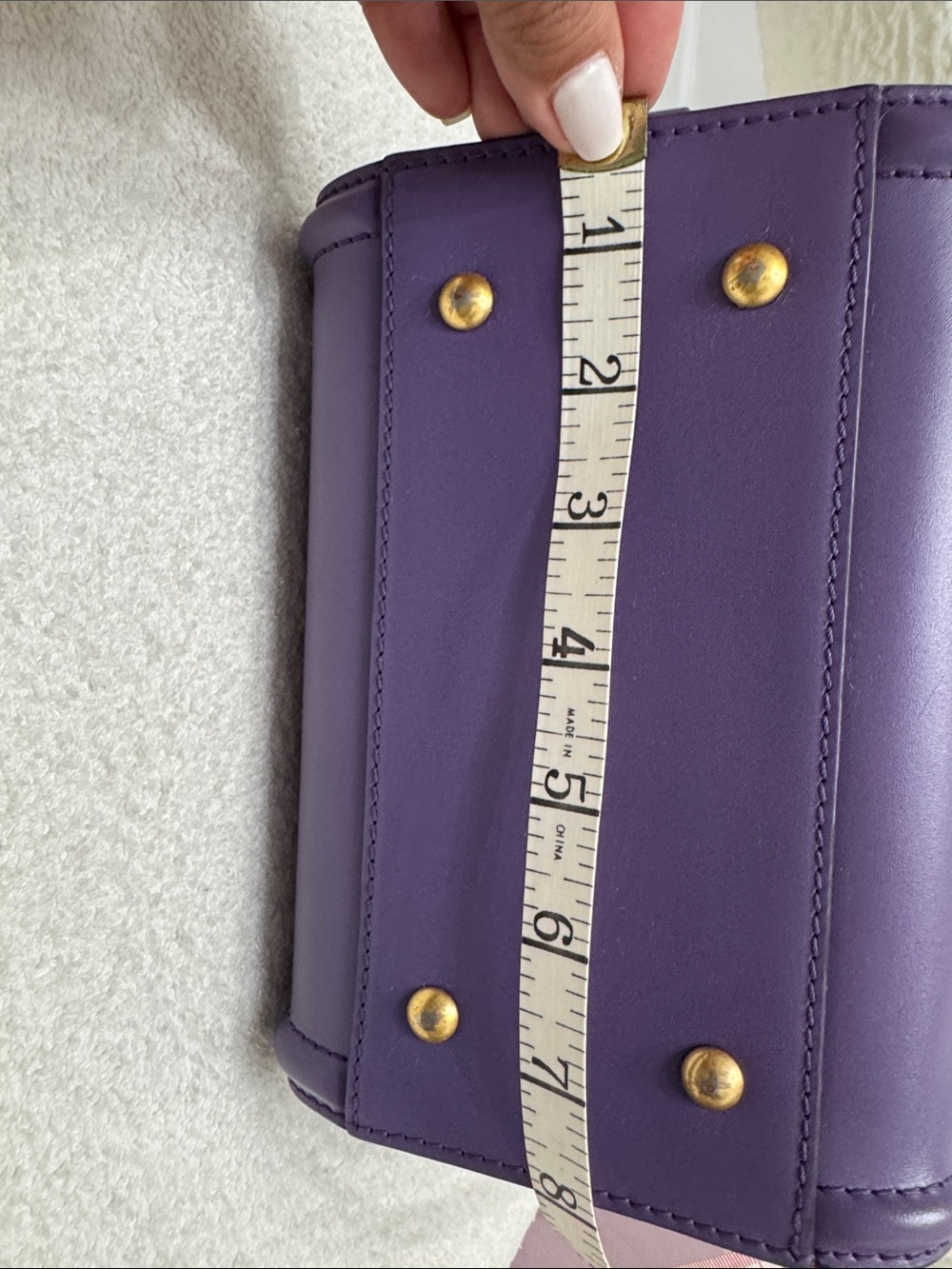 MCM Purple Leather Top-Handle Satchel with Gold Hardware - Picture 6 of 16